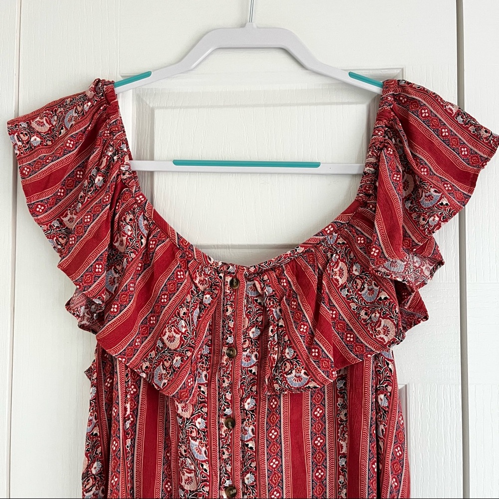 Off the shoulder button down dress